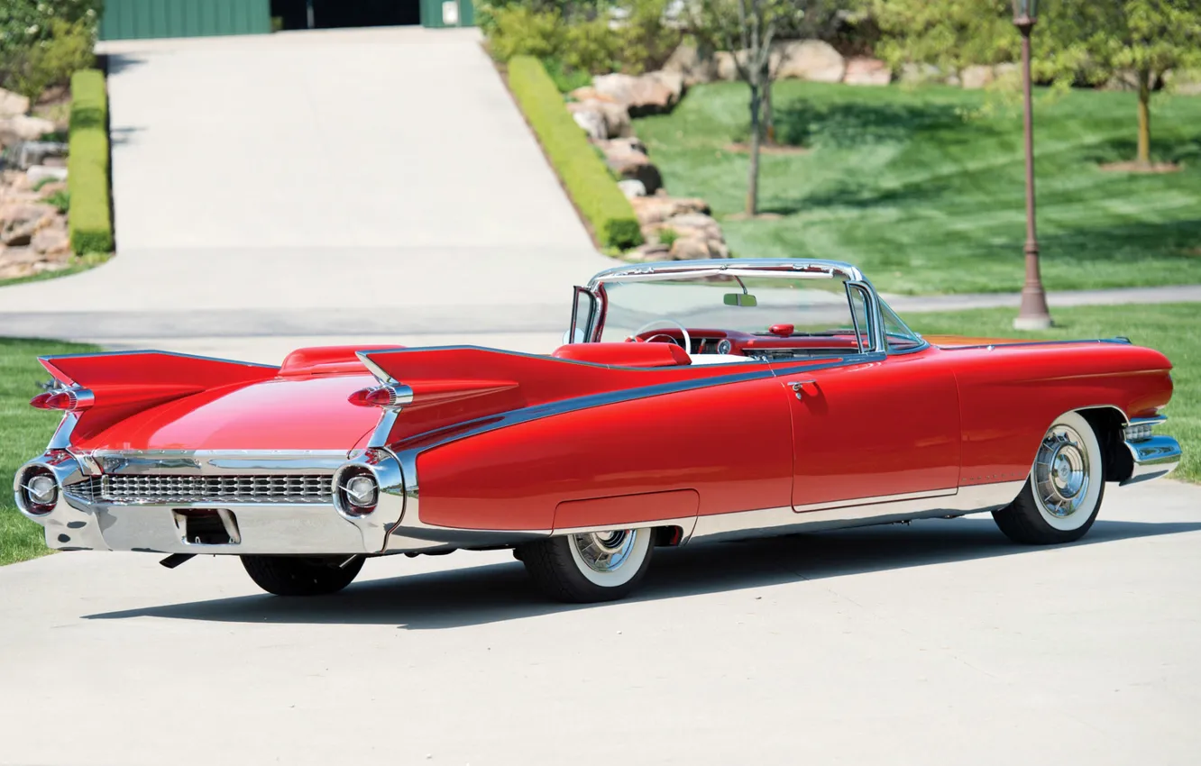 Photo wallpaper red, Eldorado, Cadillac, Eldorado, rear view, 1959, Cadillac, Biarritz
