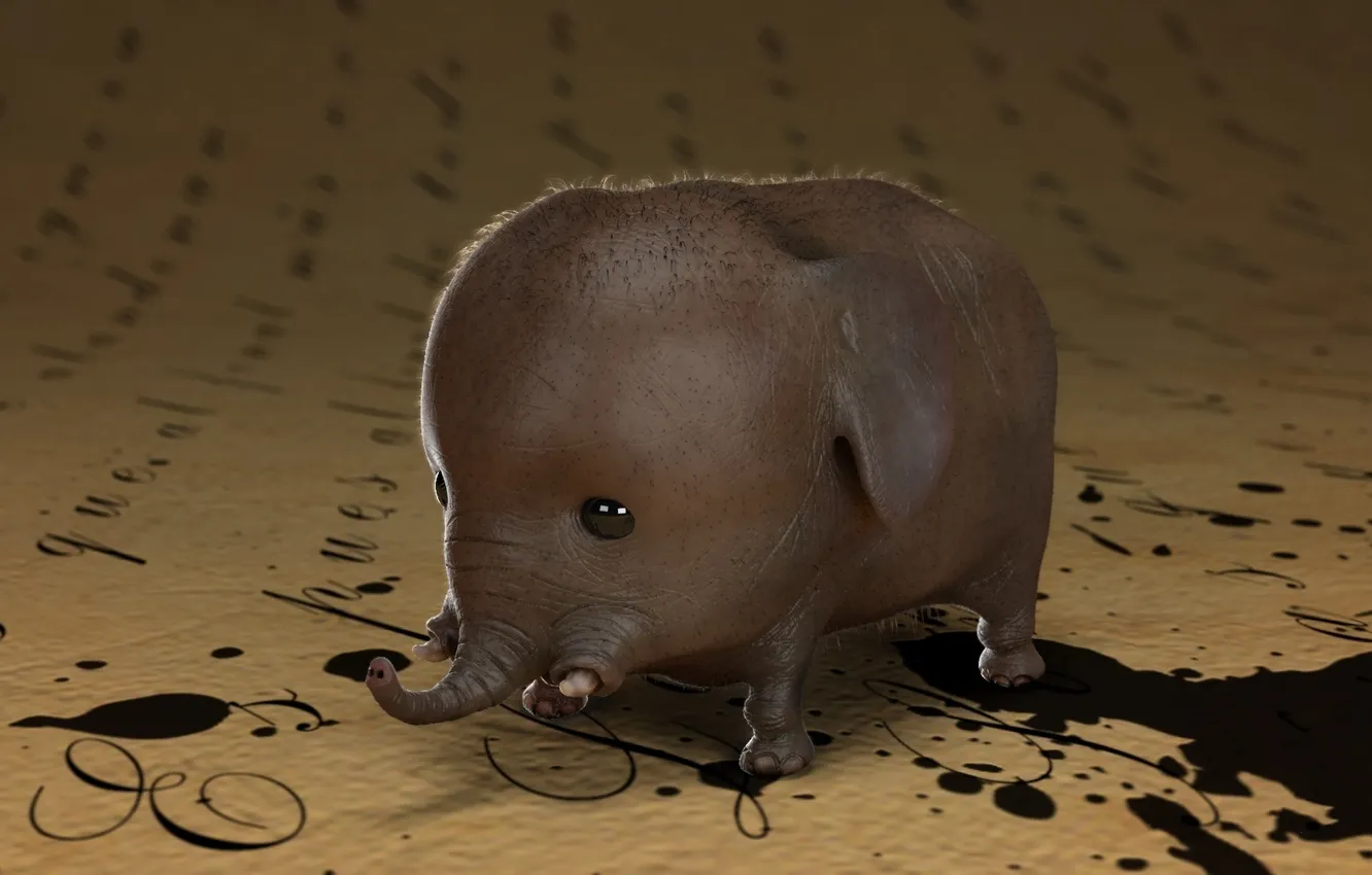 Photo wallpaper drops, text, paper, background, elephant, blots, ink, trunk