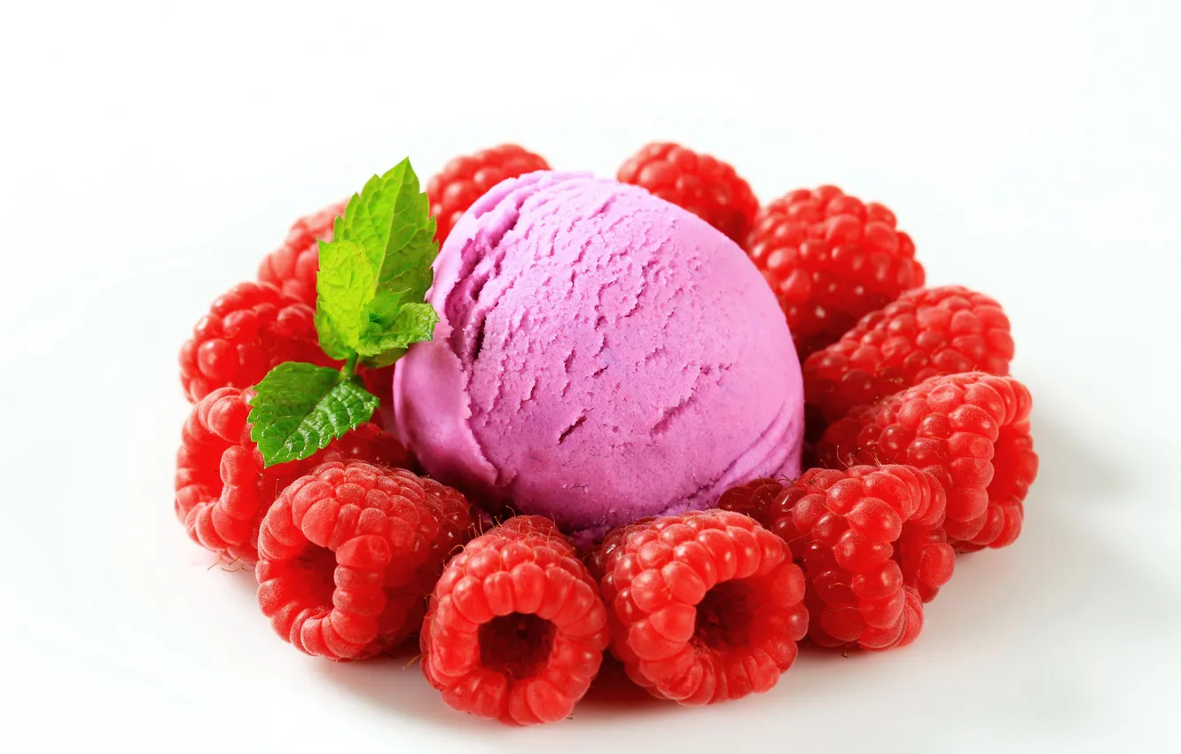 Photo wallpaper raspberry, the sweetness, ice cream, dessert, dessert, raspberry, ice cream, berry