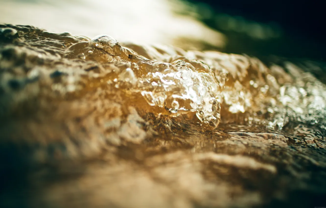 Photo wallpaper wave, water, drops, macro, squirt, for, stream, focus