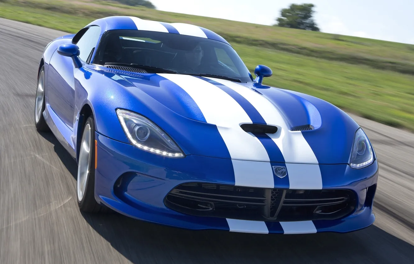 Photo wallpaper blue, strip, background, Dodge, Dodge, supercar, Viper, racing track