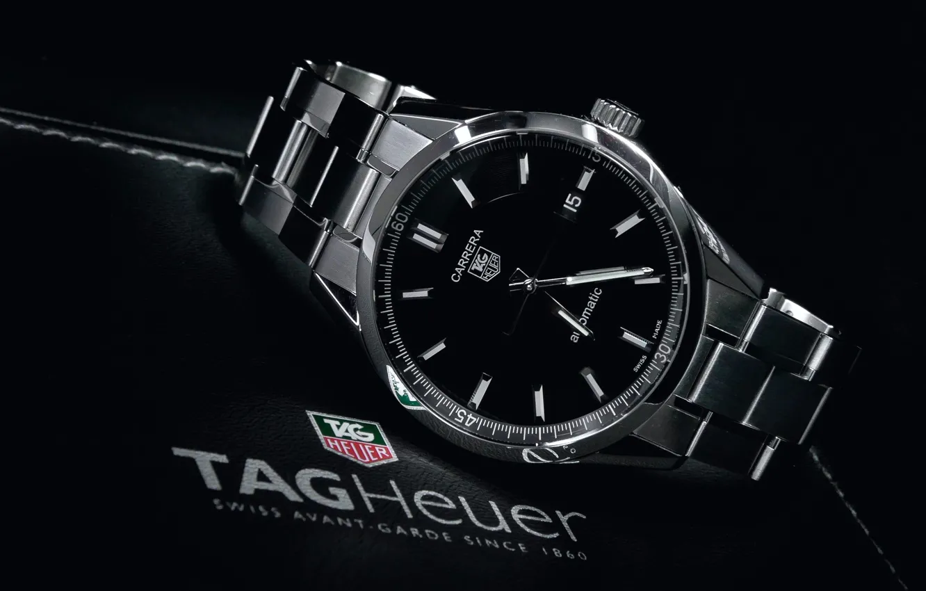 Photo wallpaper black, clock, TAG Heuer