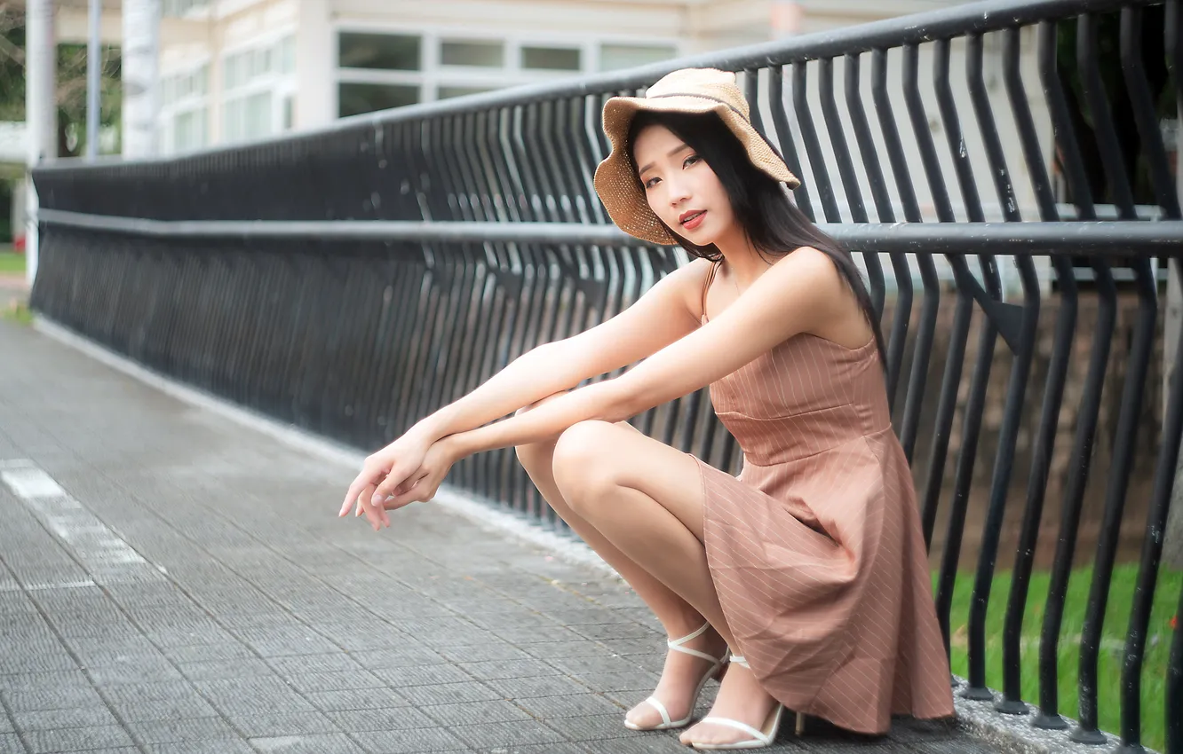 Photo wallpaper girl, the fence, Asian