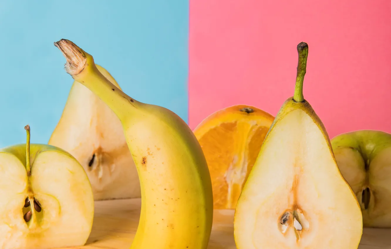 Photo wallpaper Apple, orange, pear, citrus, fruit, banana