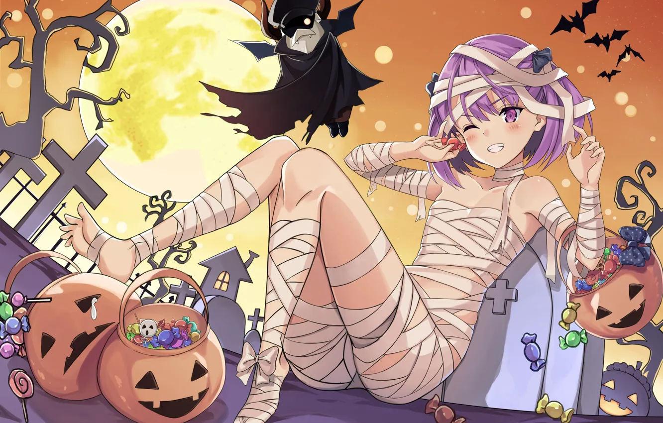 Photo wallpaper girl, Halloween, bandages