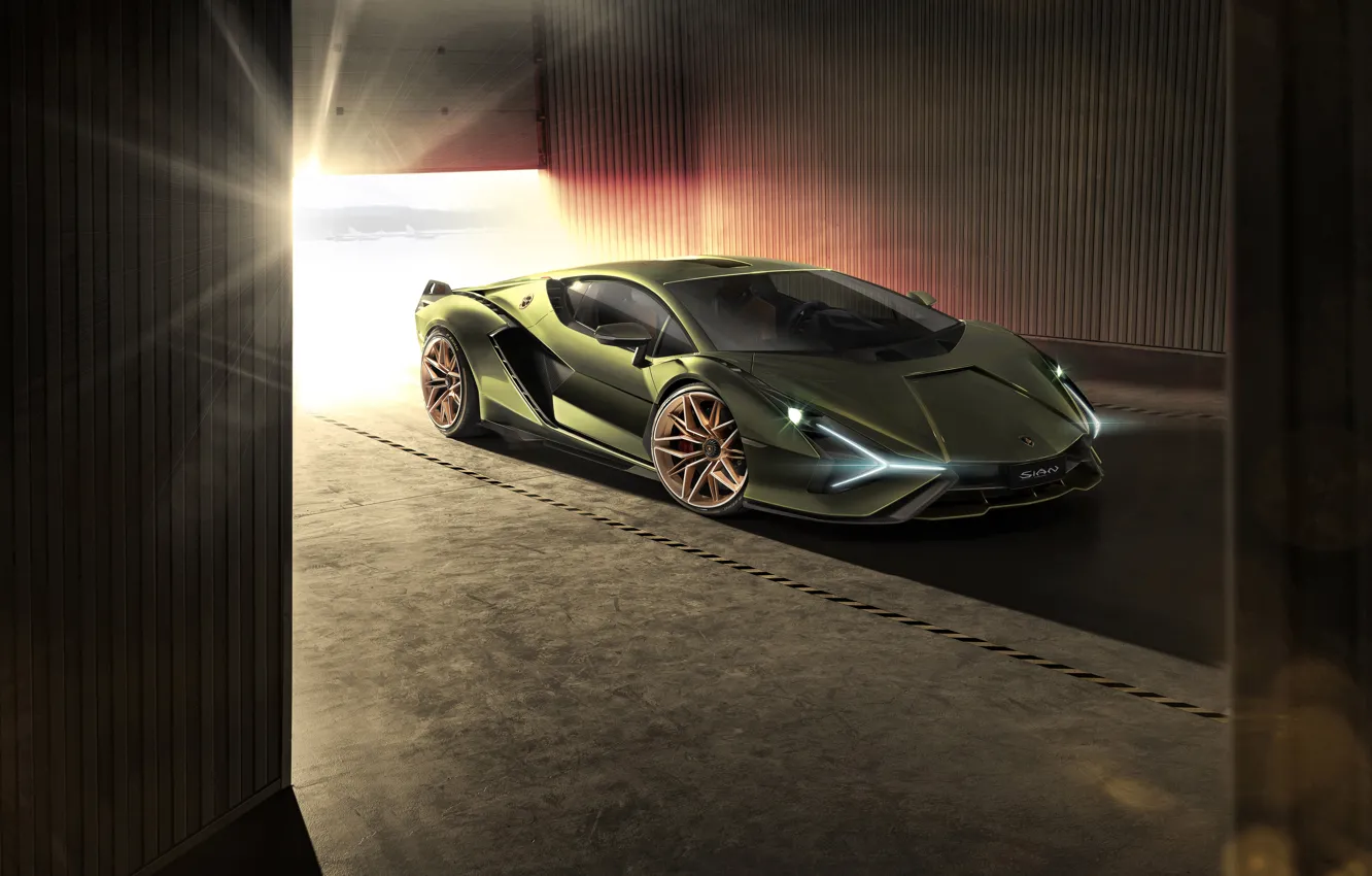 Photo wallpaper machine, lights, Lamborghini, supercar, hybrid, Later