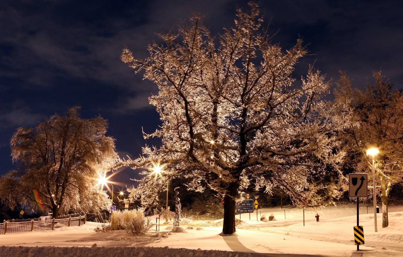 Photo wallpaper winter, snow, the city