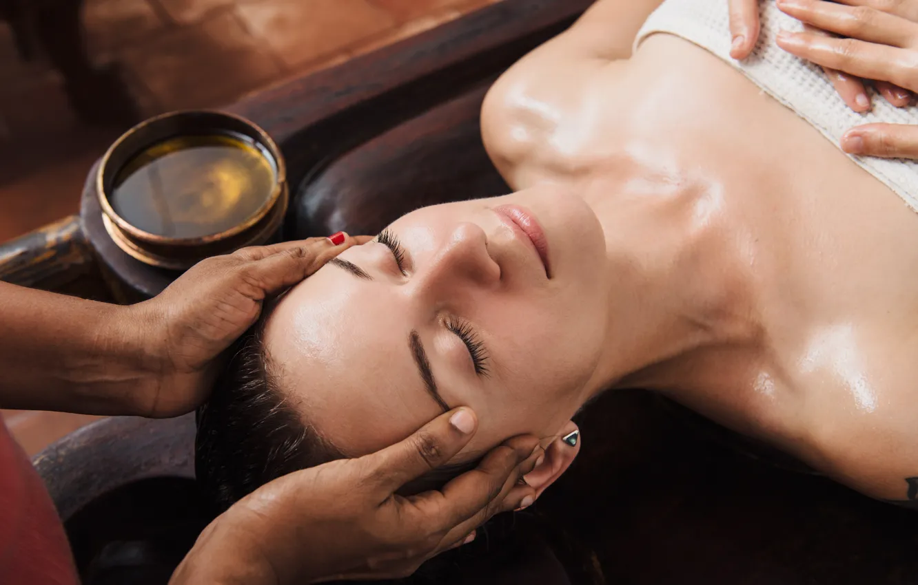 Photo wallpaper woman, massage, oil