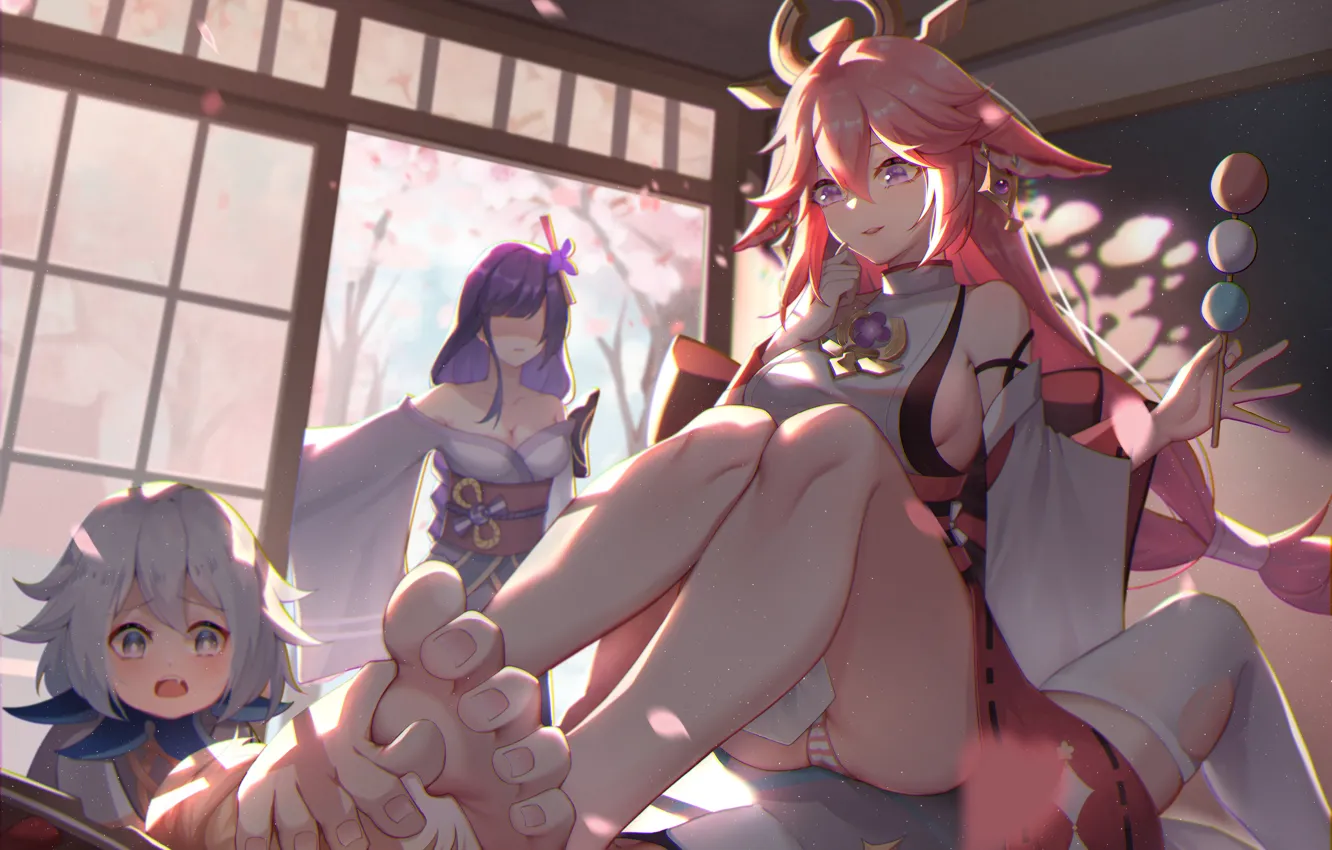 Photo wallpaper Raiden Shogun, genshi impact, ya miko