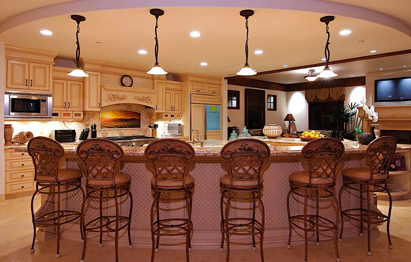 Photo wallpaper design, style, furniture, lamp, chair, kitchen, stand, home