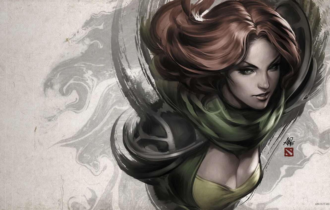 Photo wallpaper girl, red, dota2, windranger