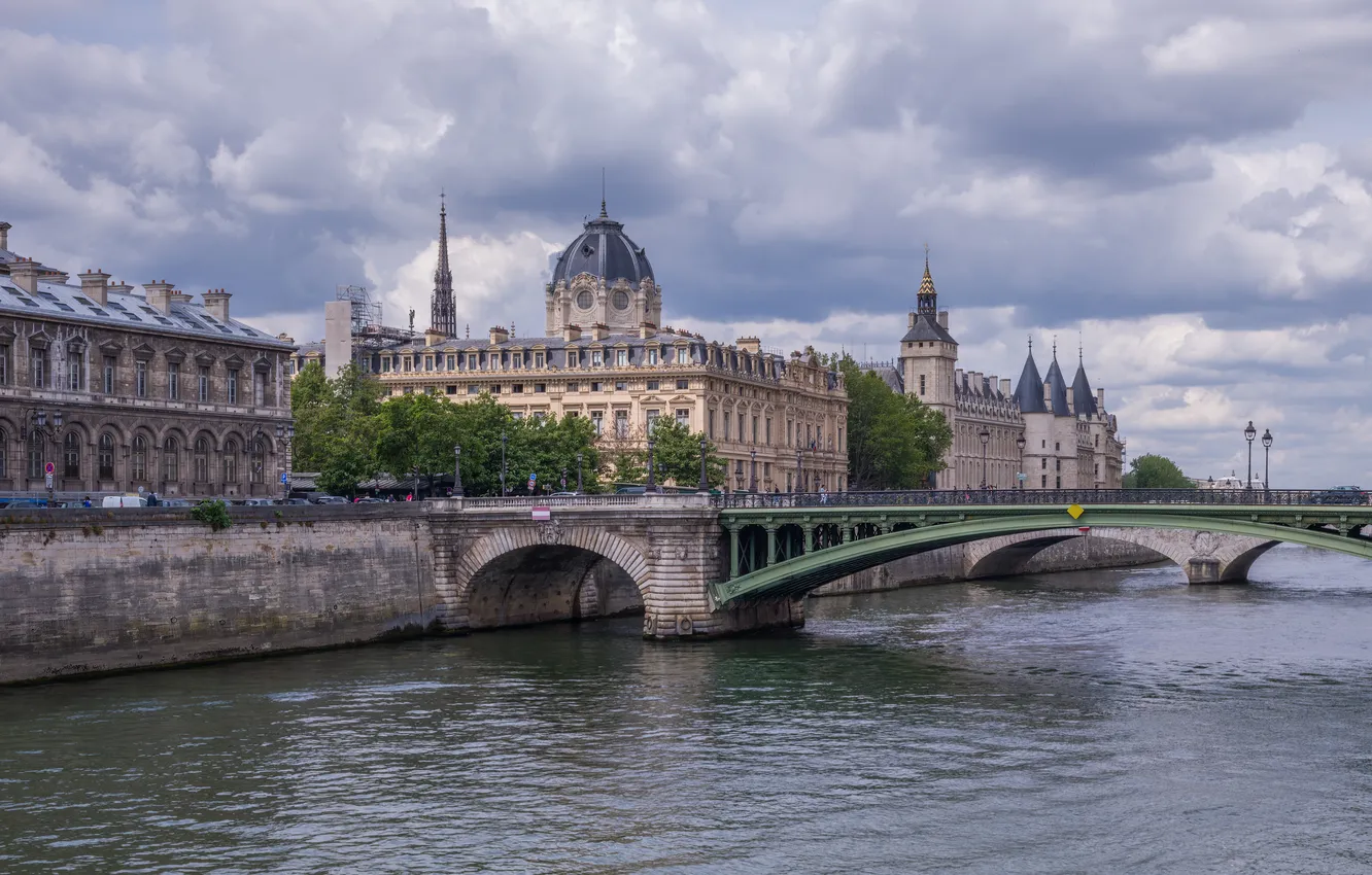 Photo wallpaper bridge, river, France, Paris, hay