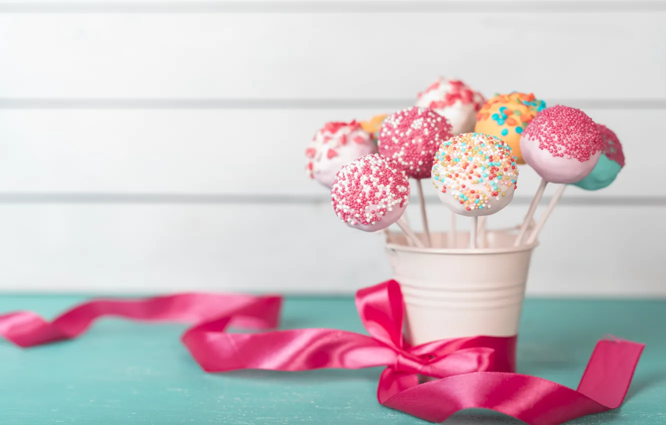 Photo wallpaper colorful, candy, tape, cake, bucket, Lollipop