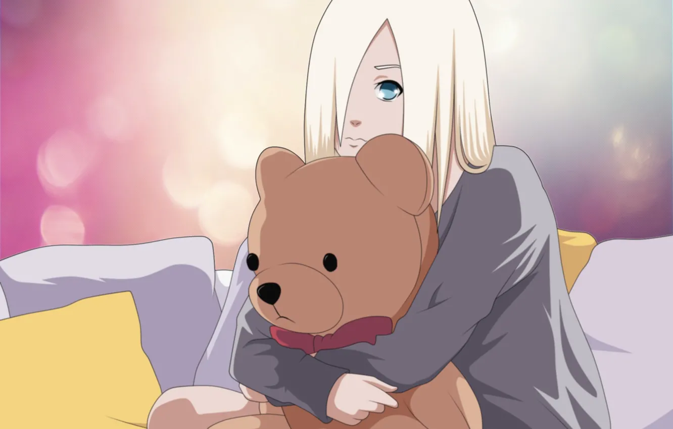 Photo wallpaper girl, toy, bear, naruto, ino yamanaka