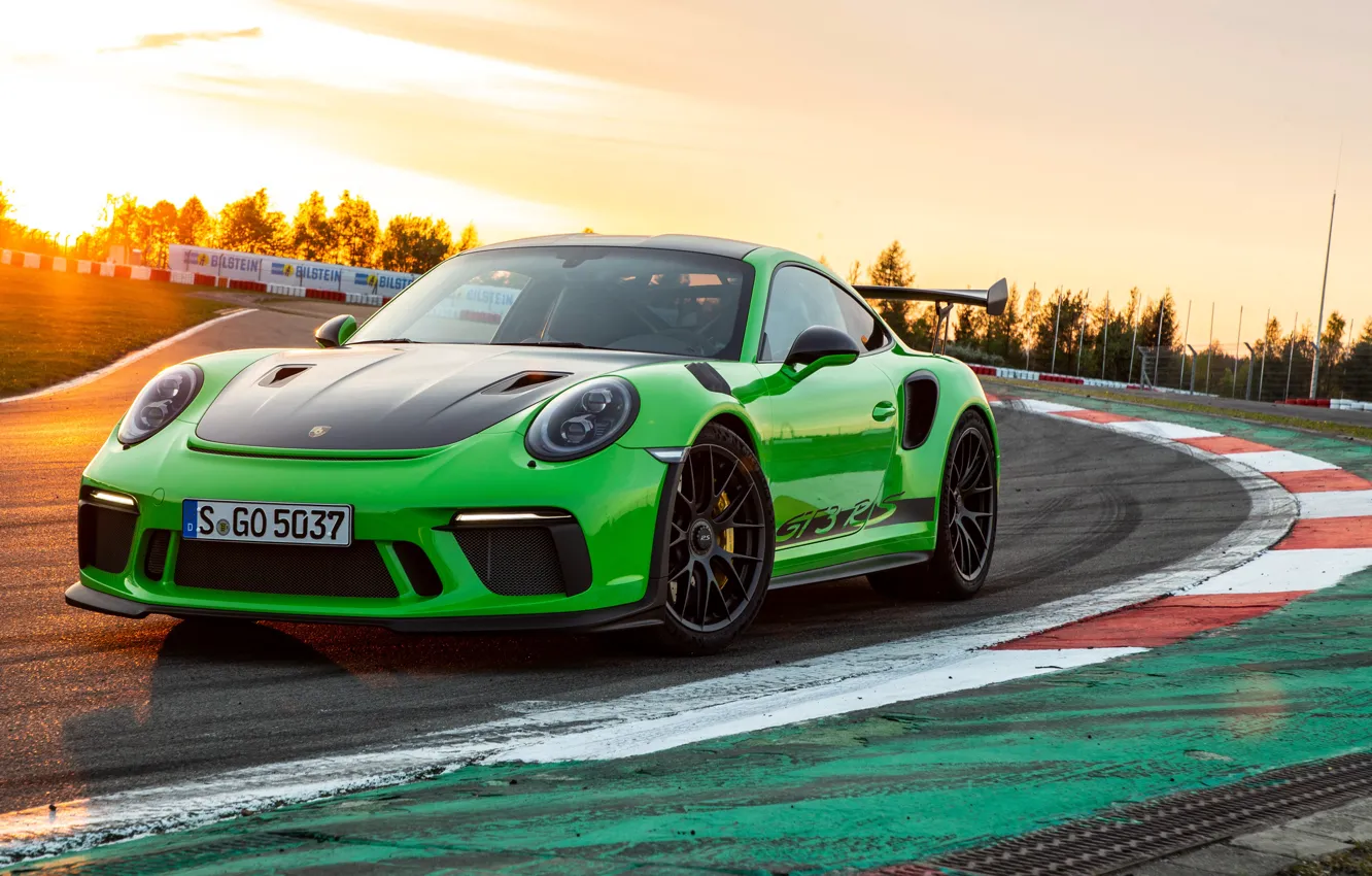 Photo wallpaper sunset, 911, Porsche, racing track, 2018, GT3 RS, Weissach Package