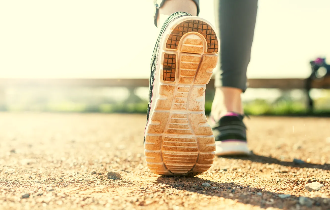 Photo wallpaper Woman, running shoes, sole, physical activity
