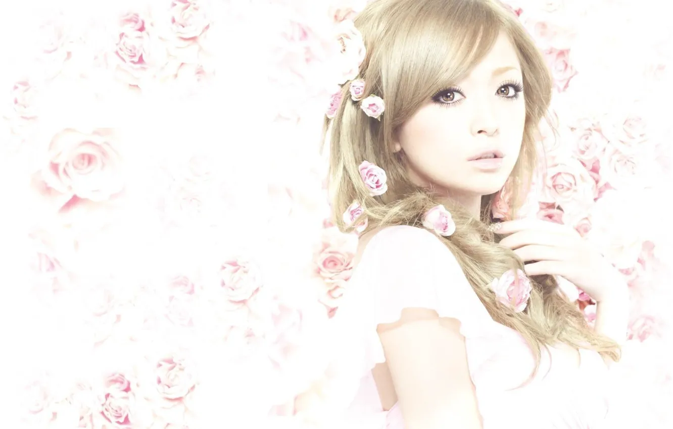 Photo wallpaper roses, beauty, glamour, Ayumi Hamasaki