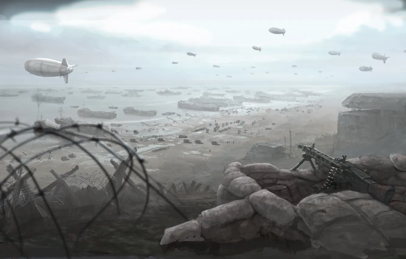 Photo wallpaper the ocean, war, soldiers, war, Company of Heroes