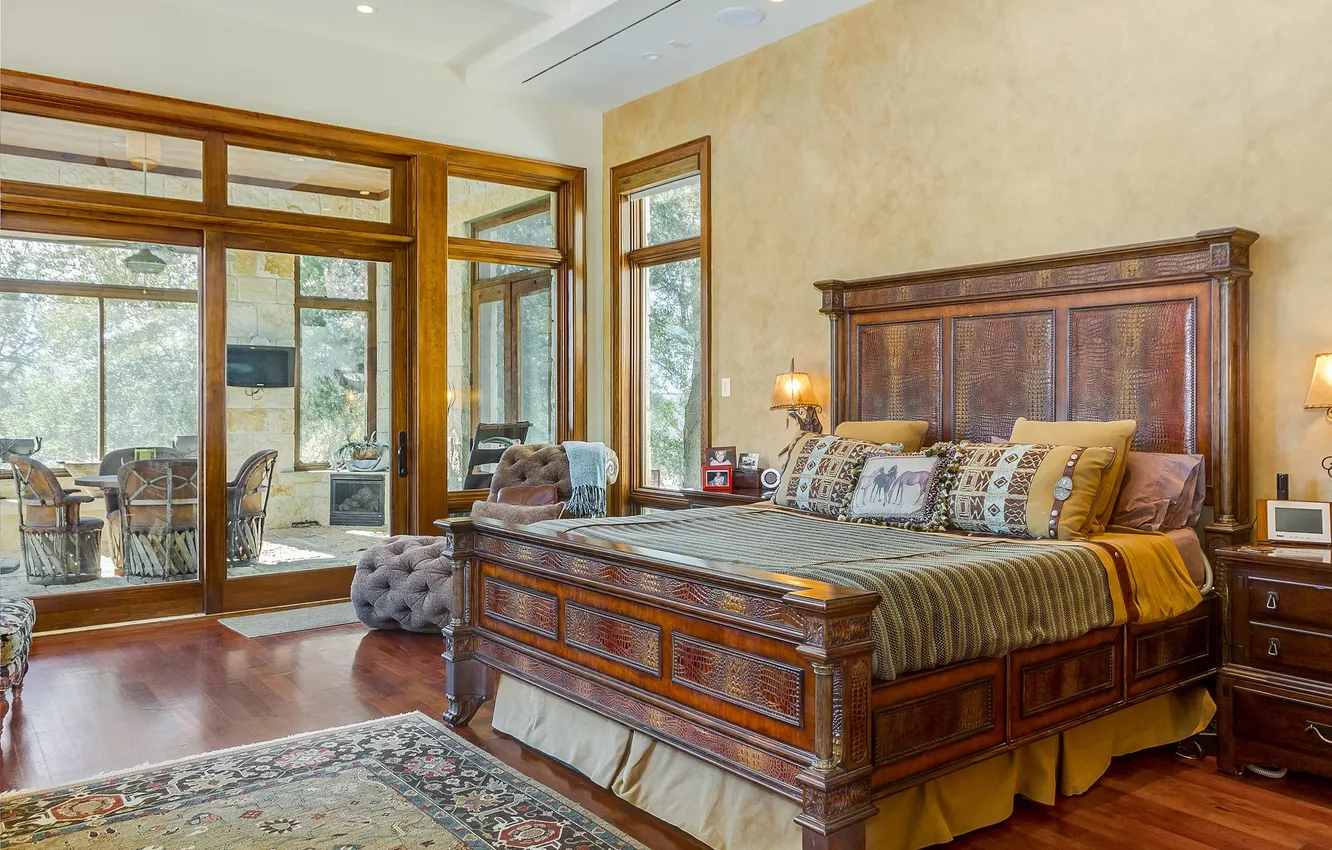 Photo wallpaper design, style, bed, window, bedroom, decor