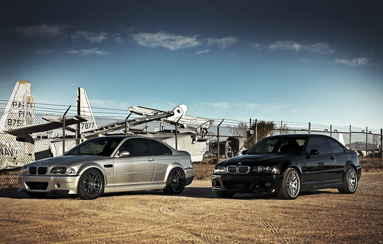 Photo wallpaper the sky, clouds, black, bmw, BMW, silver, aircraft, black