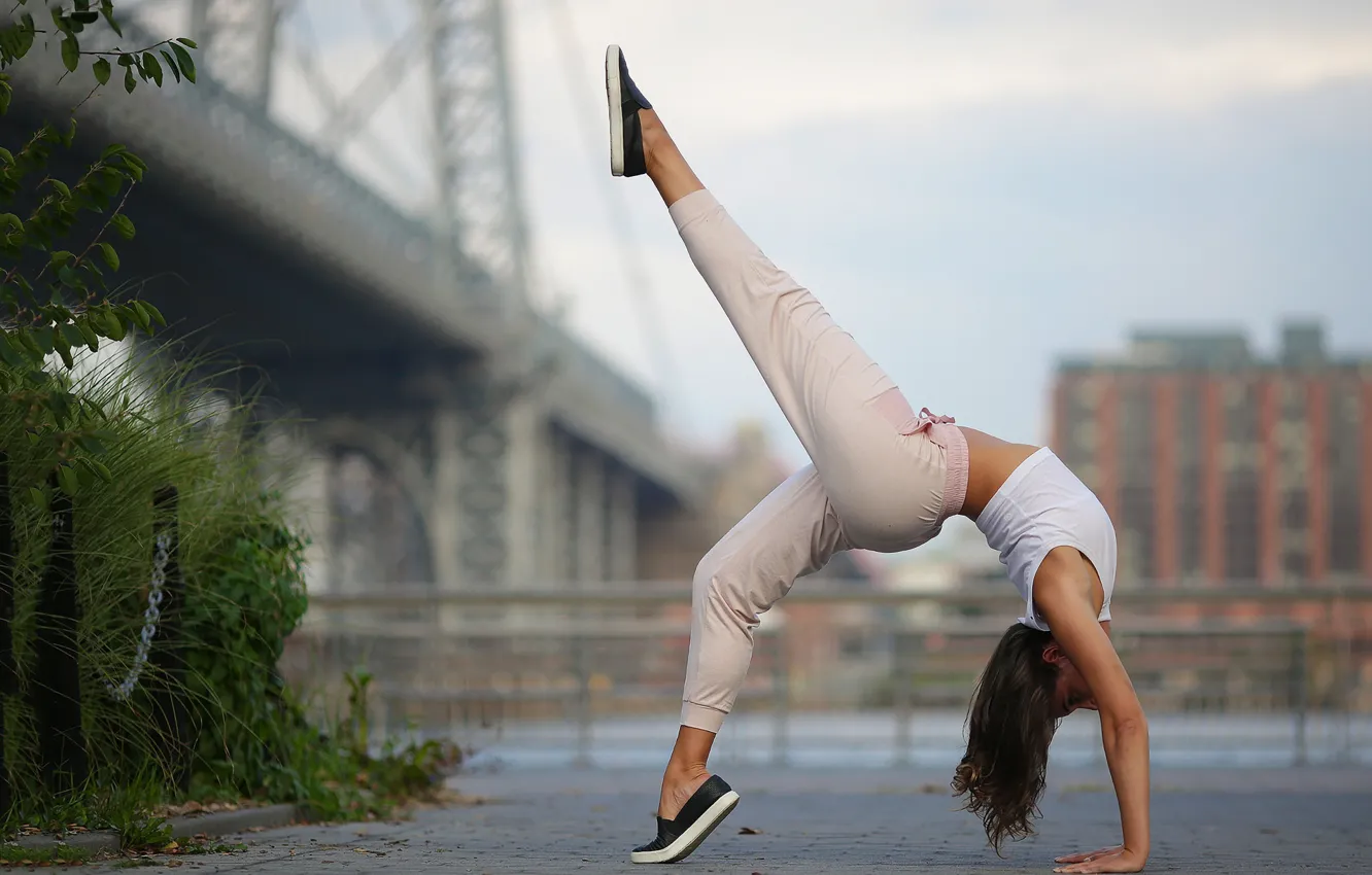 Photo wallpaper girl, pose, background, legs, gymnast
