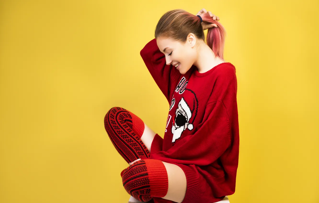 Photo wallpaper girl, beautiful, model, redhead, cute, KNEE SOCKS