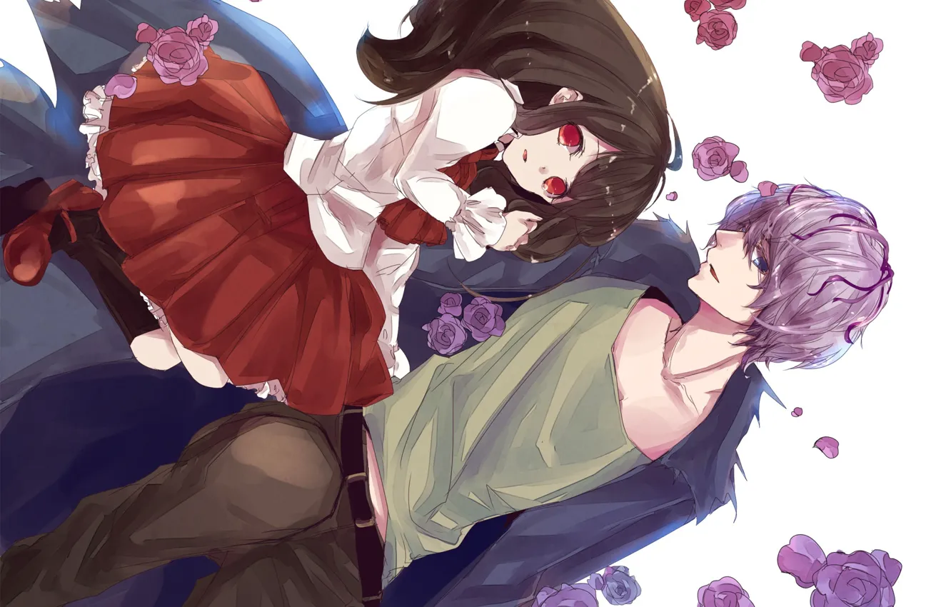 Photo wallpaper the game, roses, anime, art, girl, IB