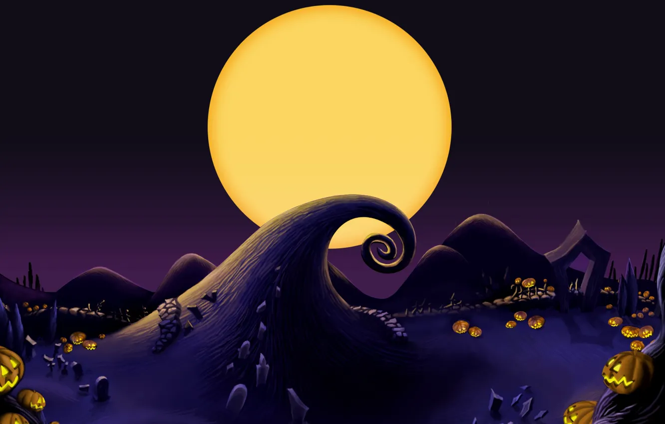 Photo wallpaper the moon, pumpkin, moon, pumpkin, Jack Skellington