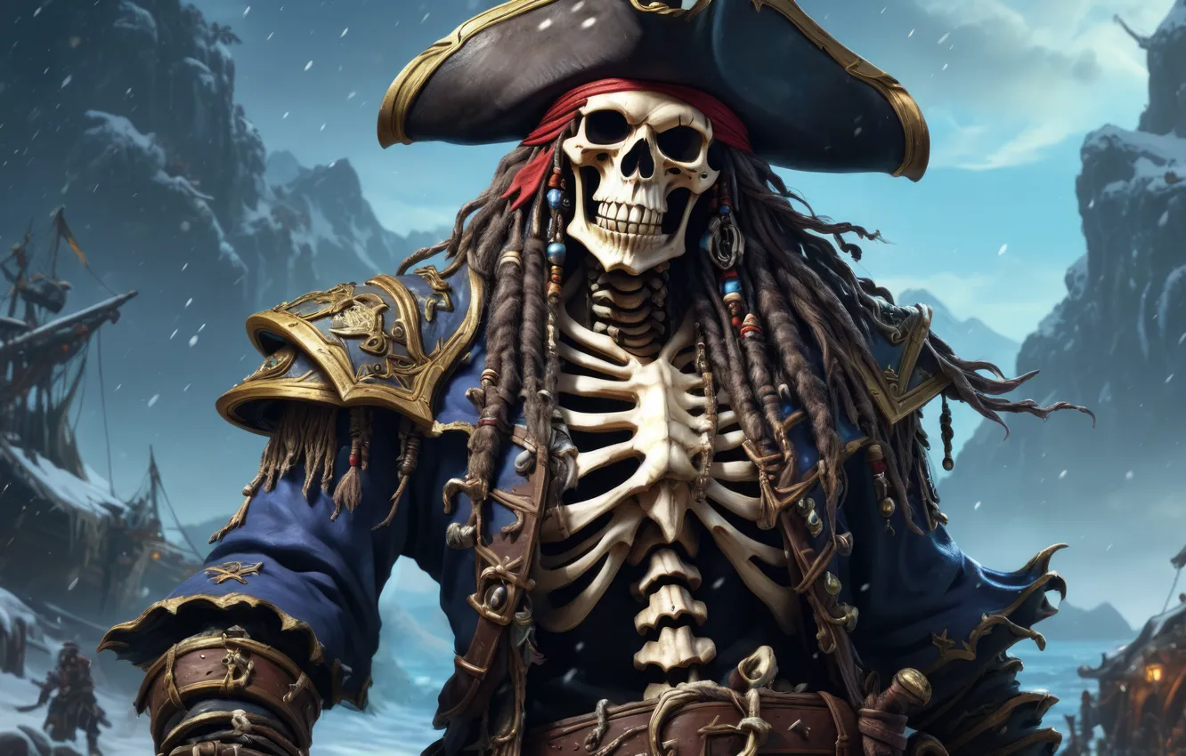 Photo wallpaper winter, pirate, skeleton