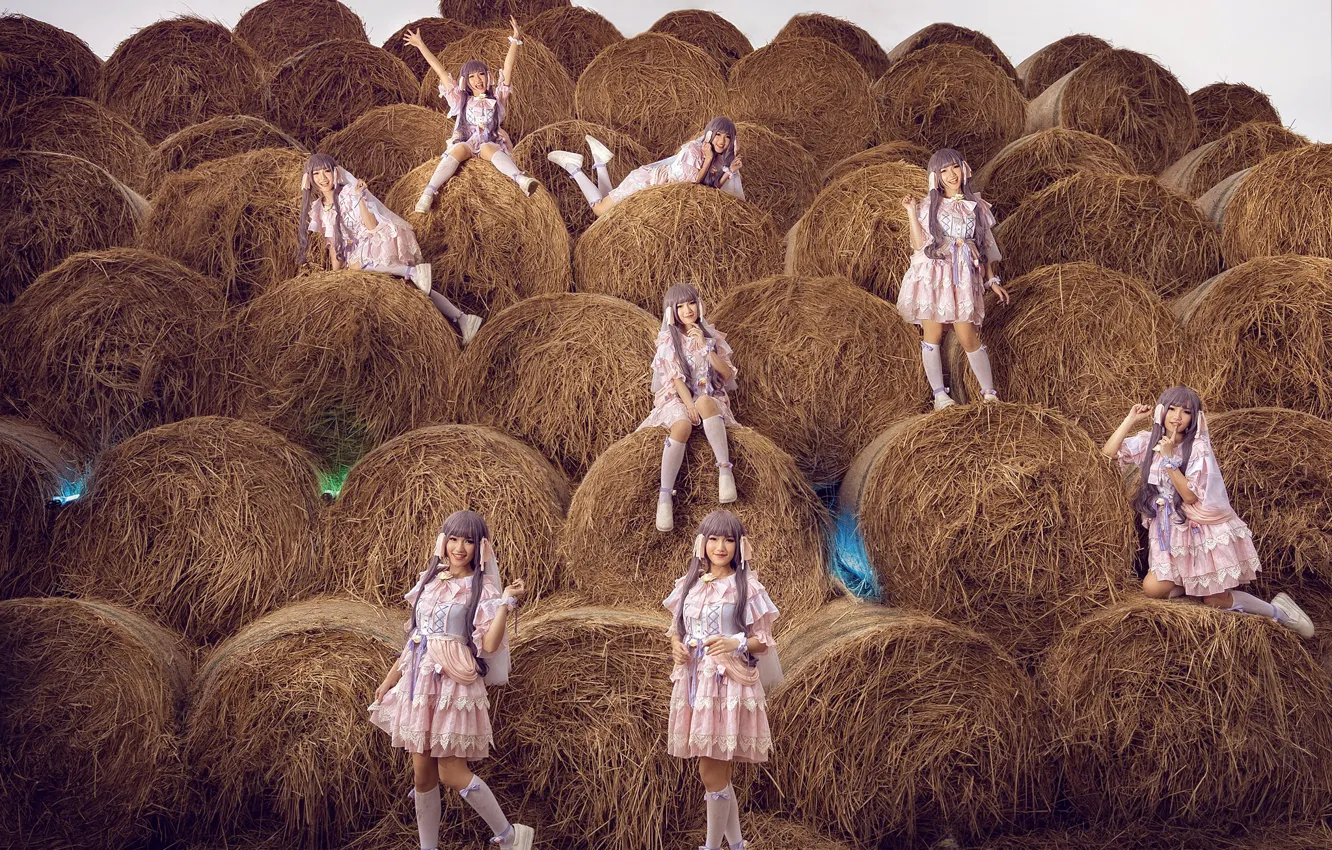 Photo wallpaper girl, dress, hay, East, William Li's DAS photo-studio