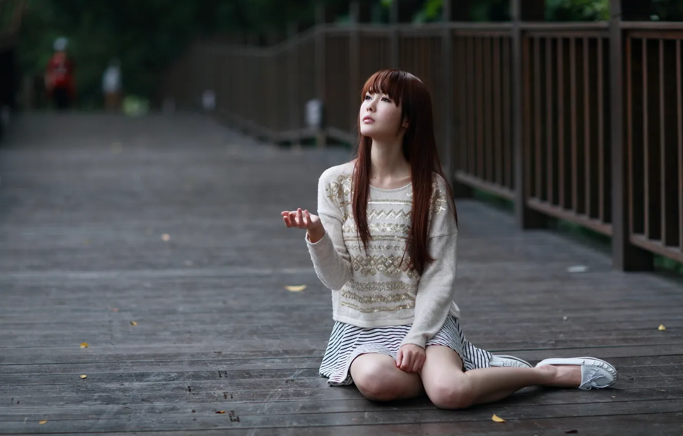 Photo wallpaper girl, bridge, Michelle, Asian