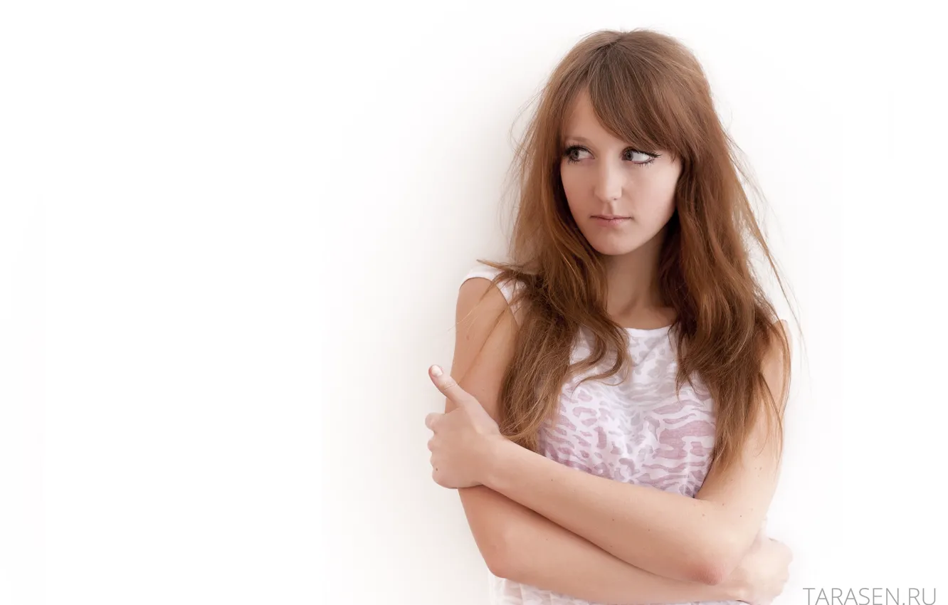 Photo wallpaper white, look, girl, background