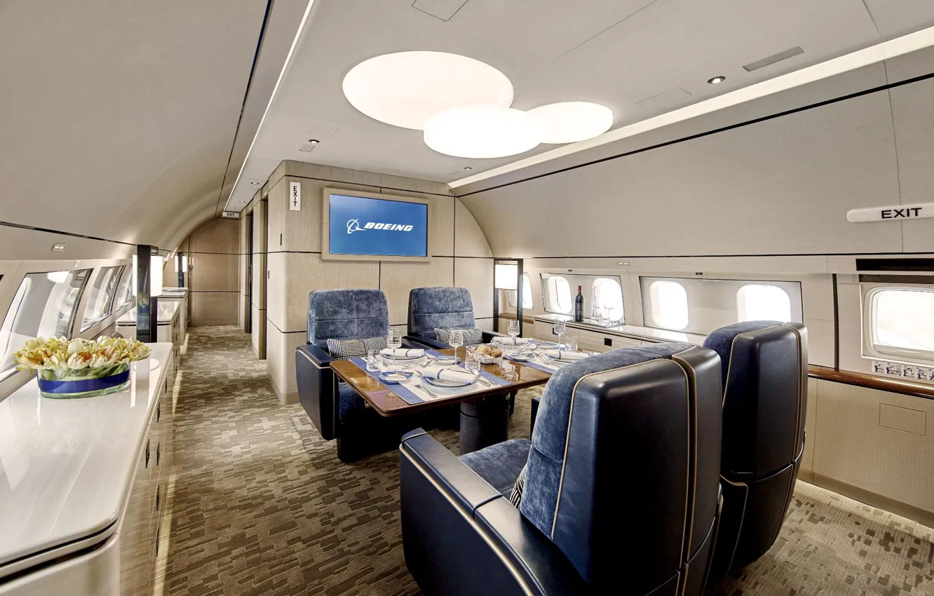Photo wallpaper Boeing, airplane, interior