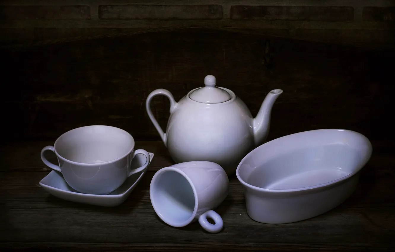 Photo wallpaper kettle, Cup, still life, set