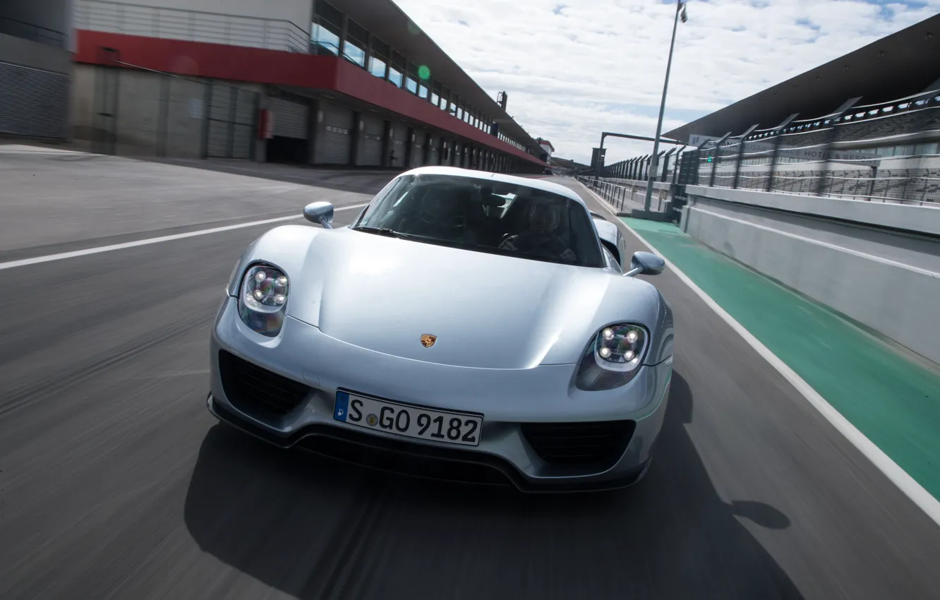 Photo wallpaper Porsche, Porsche, front view, hybrid, hypercar, Porsche 918 Spyder