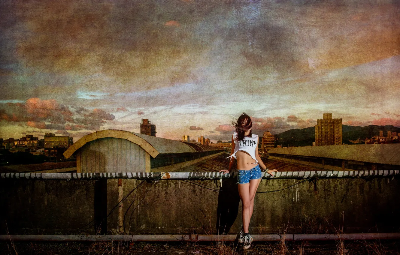 Photo wallpaper girl, background, Asian