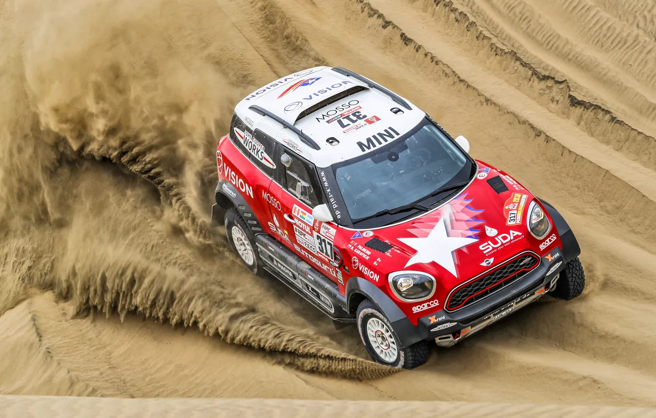 Photo wallpaper Sand, Mini, Dust, Sport, Desert, Speed, Race, Rally