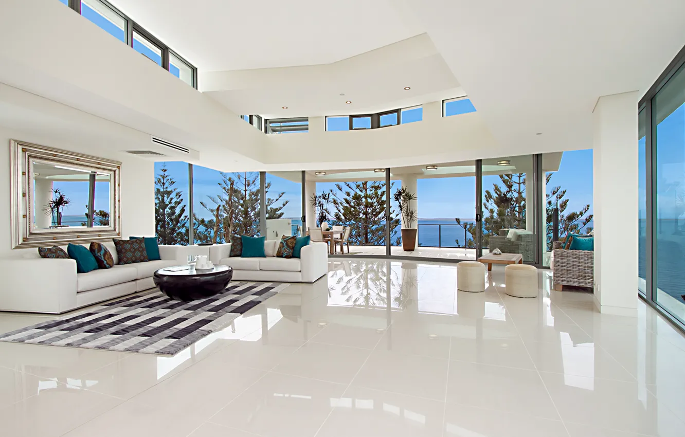 Photo wallpaper glass, design, house, style, Villa, interior, terrace, living space