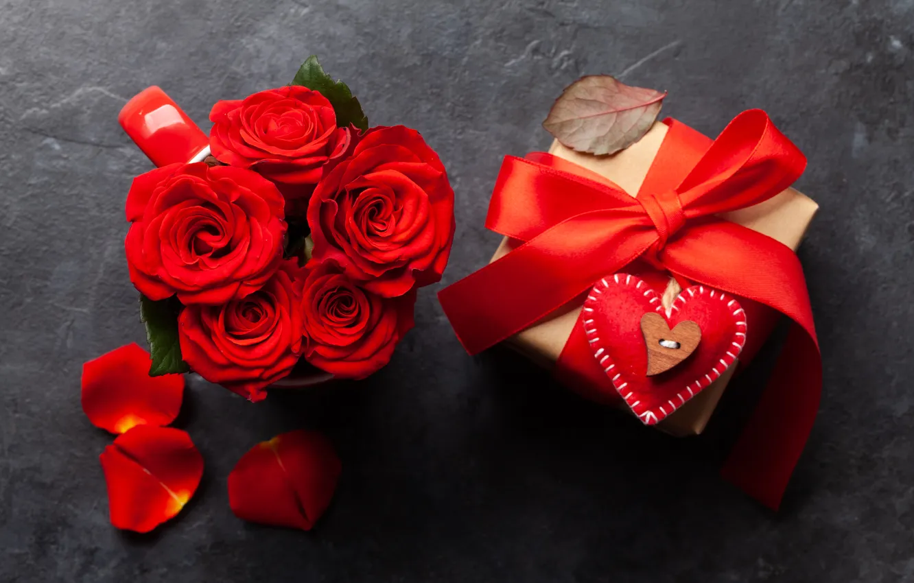 Photo wallpaper love, flowers, gift, romance, roses, love, Valentine's day, flowers