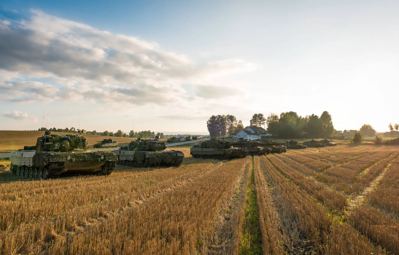Photo wallpaper field, Tanks, armor, Leopard 2A