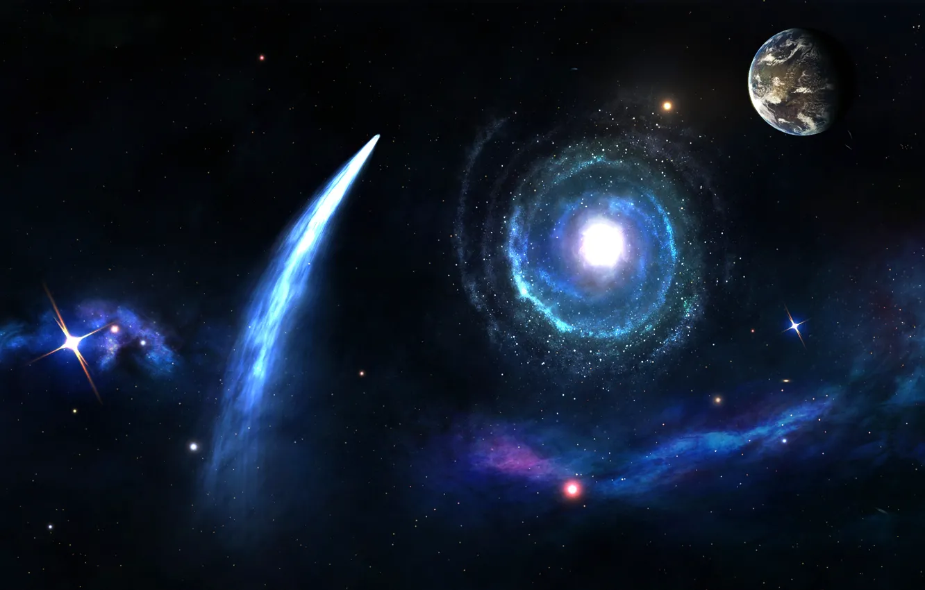 Photo wallpaper stars, the universe, planet, comet, galaxy