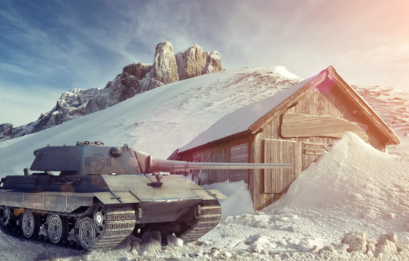 Photo wallpaper winter, snow, Germany, art, tank, tanks, WoT, World of Tanks