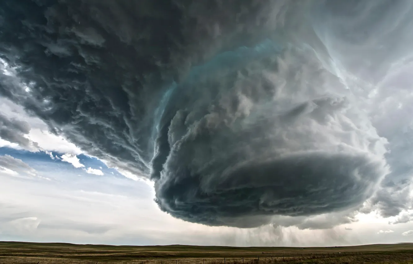 Photo wallpaper field, storm, hurricane, Wyoming Beauty