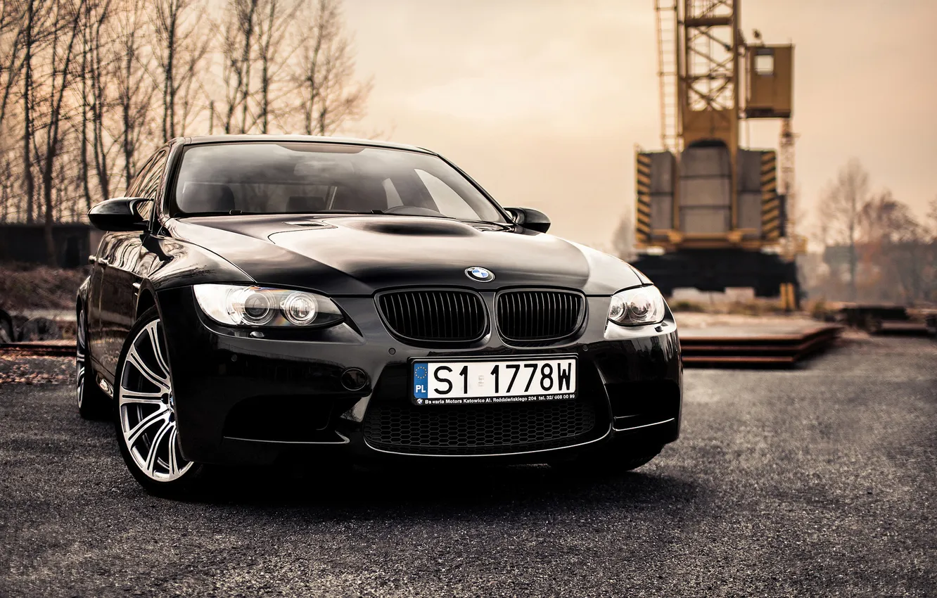 Photo wallpaper black, BMW, crane, BMW, before, black, e92