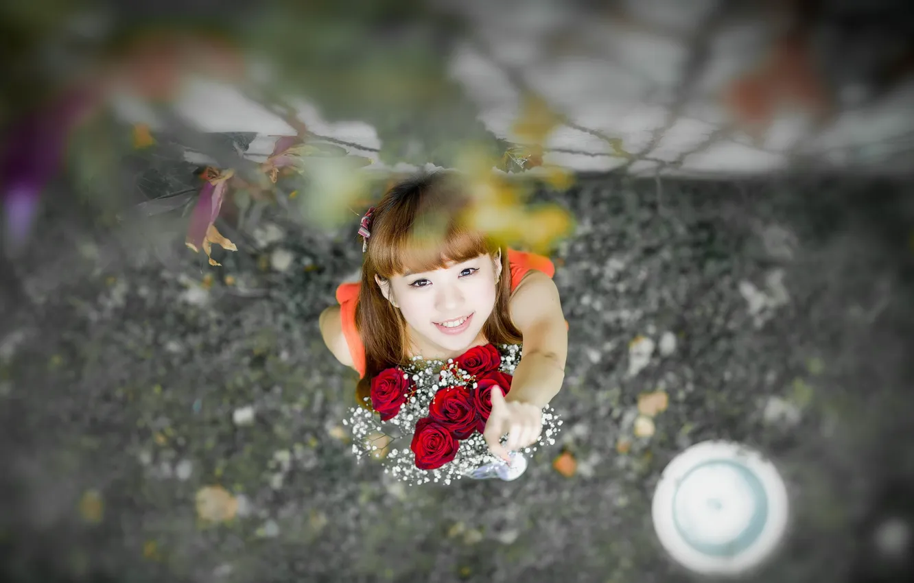 Photo wallpaper look, girl, Asian