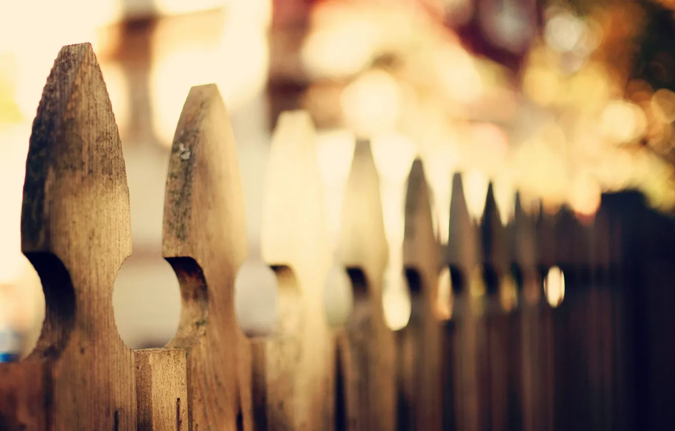 Photo wallpaper autumn, macro, photo, the fence, color, blur, wooden, wallpapers