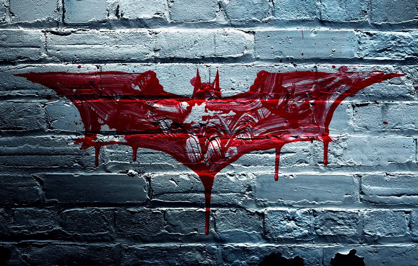Photo wallpaper wall, blood, brick, Batman