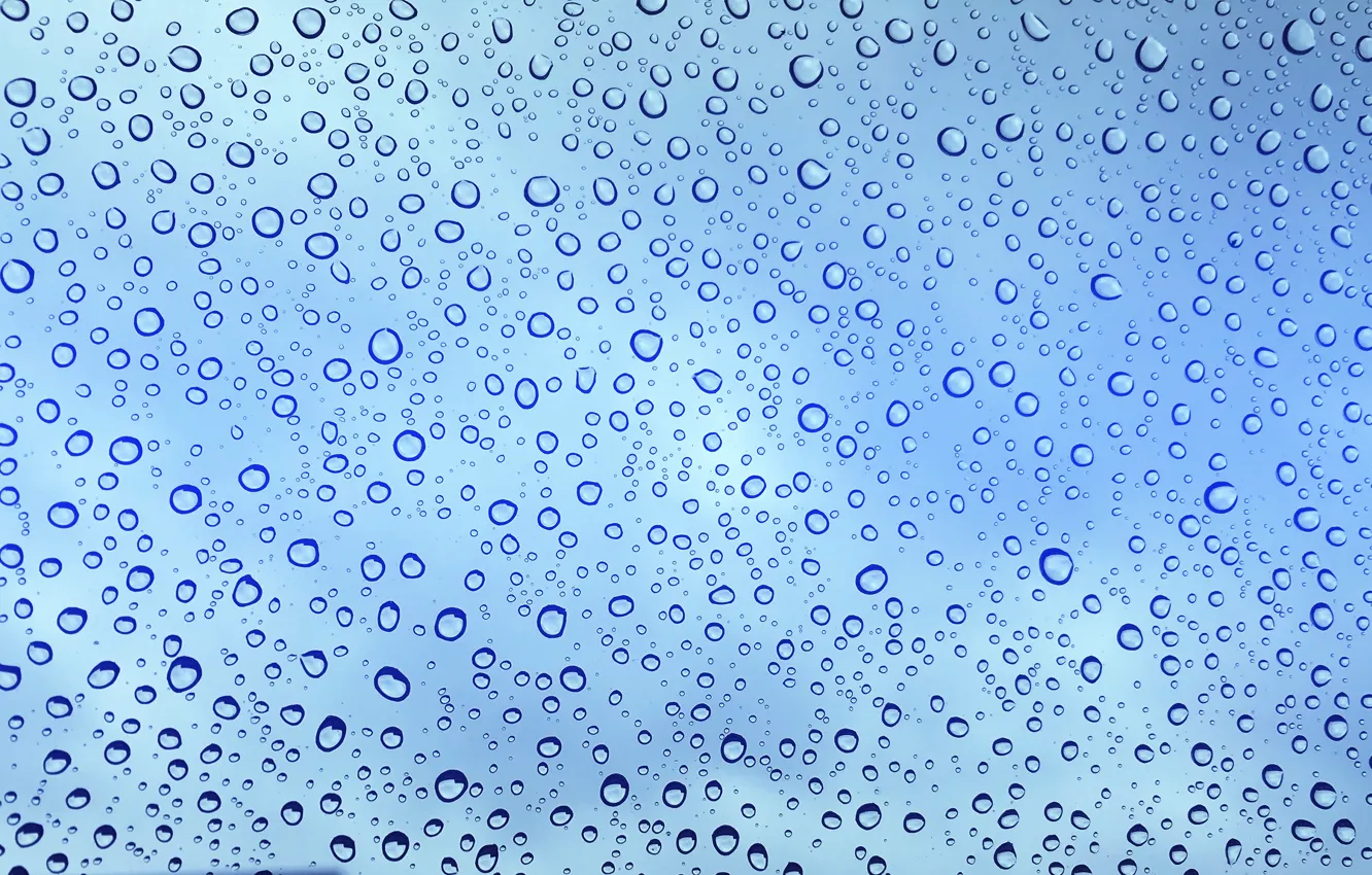 Photo wallpaper glass, water, drops, background, rain, blue, water, drops