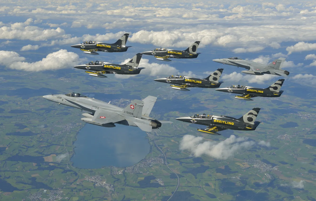 Photo wallpaper the plane, jet, Breitling, Breitling Jet Team