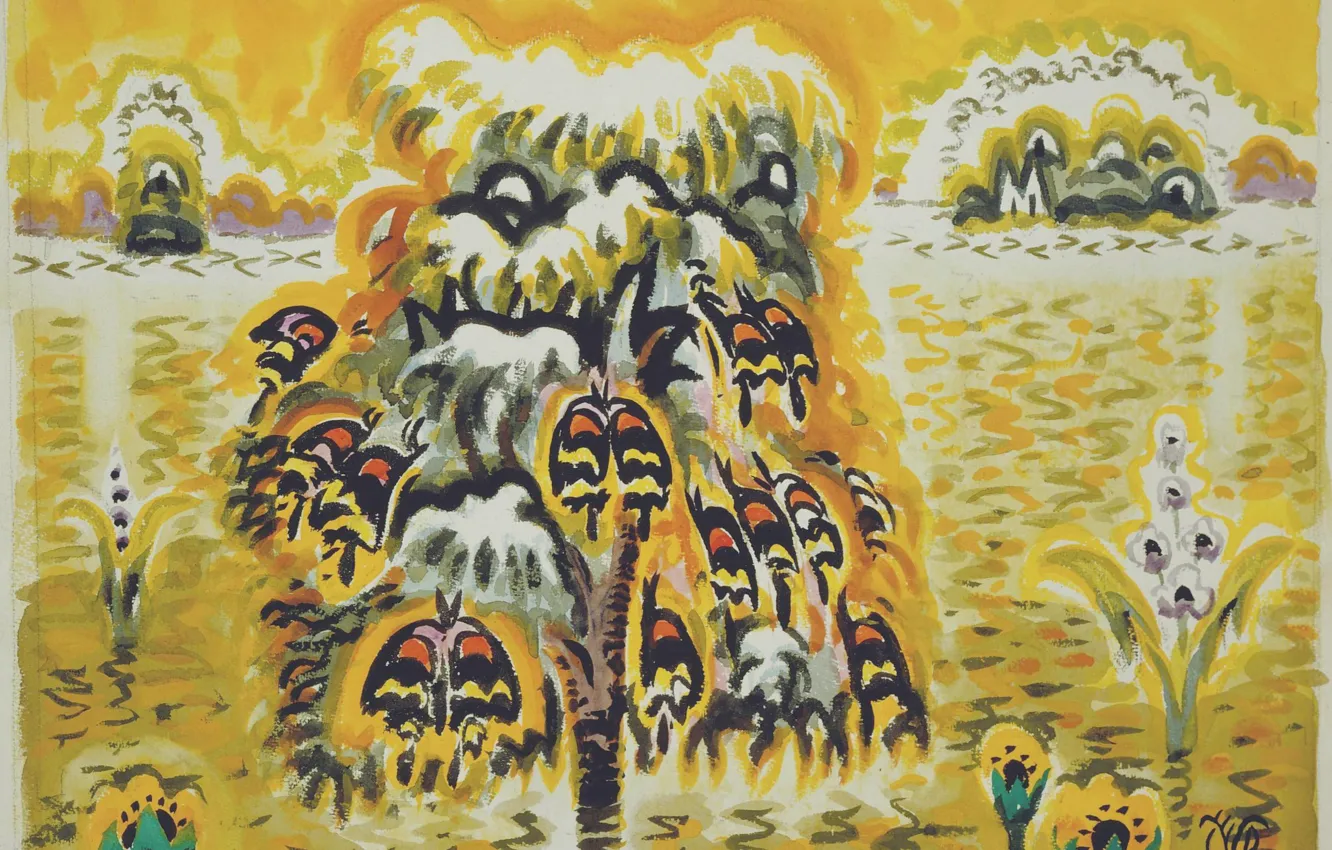 Photo wallpaper 1960, Charles Ephraim Burchfield, Golden Dream, The Butterfly Tree